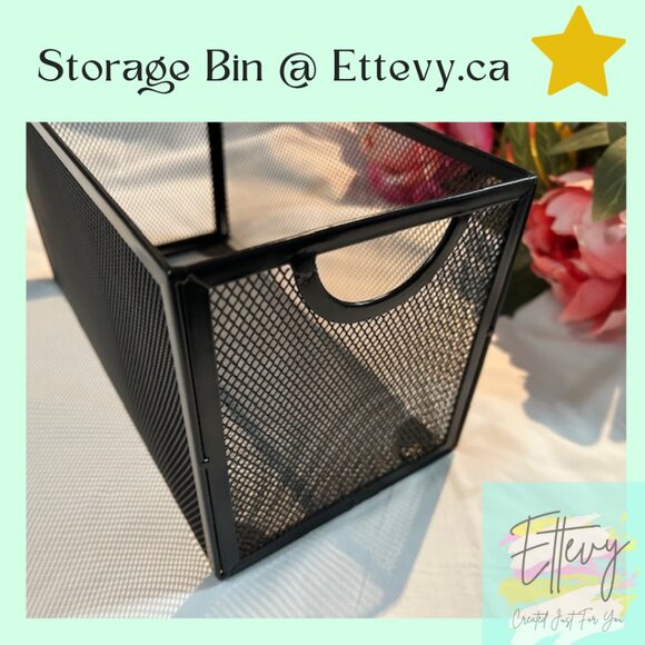 Black Metal Storage Bin - Picture 5 of 8